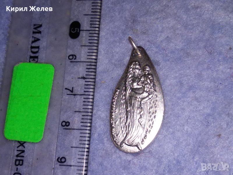 ПОСРЕБРЕНА ДВУСТРАННА КАТОЛИЧЕСКА ИКОНКА КРЪЩЕНКА РЯДКА 31286, снимка 1