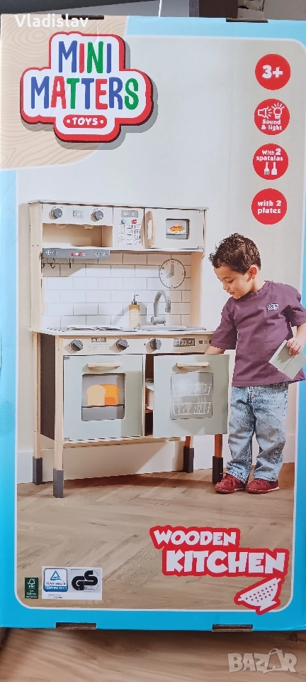 Дървена детска кухня със светлина и звук, снимка 1