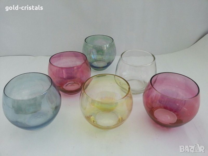 Ретро чаши цветно стъкло, снимка 1
