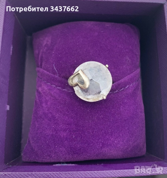 Сребърен пръстен камък със сърце , снимка 1