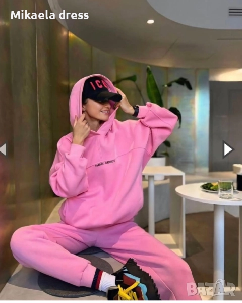 Топъл и свеж ежедневен сет в розов цвят. Идеален за по-хладните дни.С М Л размер, снимка 1