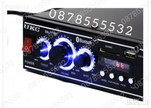 Мощен мини стерео усилвател SN-777BT Bluetooth/USB/FM, снимка 3 - Други - 39240561