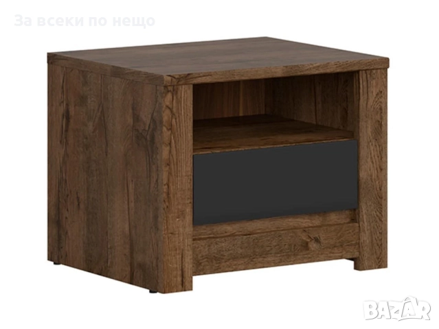 Нощно шкафче RUSO KOM1S корпус дъб април/фронт черно мат Код P1360