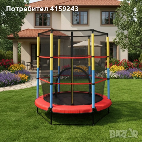 Батут 4,5ft 140см с вътрешна мрежа - червен, снимка 2 - Градински мебели, декорация  - 53524405
