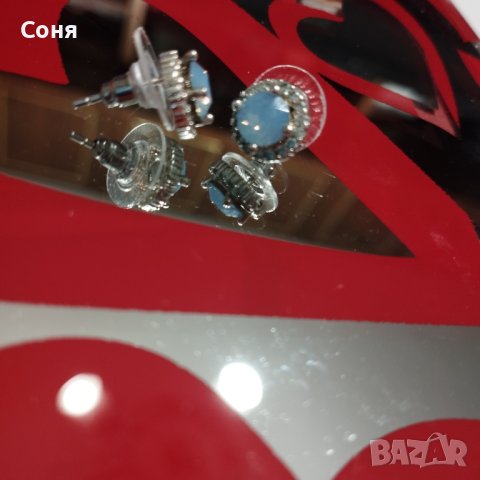 Обеци, обици с лунен камък и цирконий, снимка 16 - Обеци - 43492607