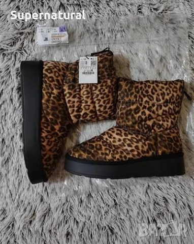 Дамски леопардови ботуши Zara, снимка 2 - Дамски ботуши - 52550808
