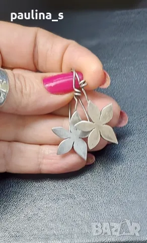 Vintage / Два броя обеци / Много рядка находка / Висящи сребърни обеци , снимка 18 - Обеци - 40827827