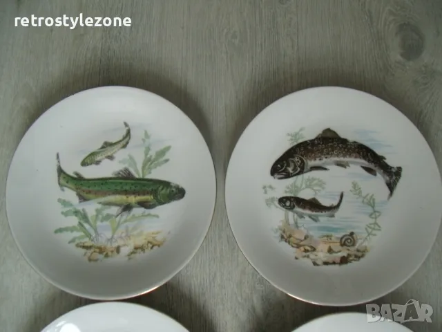 № 7987 шест броя стари порцеланови чинии - KAHLA KONITZ  - илюстрации - риби   - печат / маркировка , снимка 2 - Сервизи - 49800672