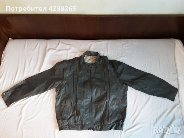 яке "Trapper" естествена кожа, сиво,№58 свалящи се ръкави