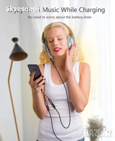 Преходник от USB C към 3,5 мм Aux жак за слушалки и адаптер за зарядно USB C с PD 60 W бързо зарежда