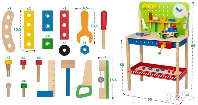 Детска дървена работилница Mini Matters, снимка 3 - Други - 43400275