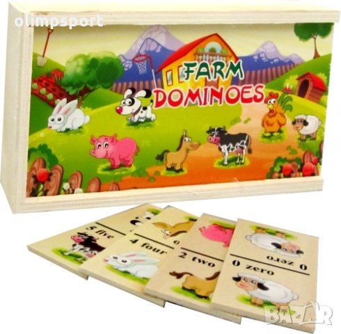 Дървено домино със забавни картинки на плодове или зеленчуци или домашни животни ново. Занимателен и, снимка 3 - Игри и пъзели - 29027272