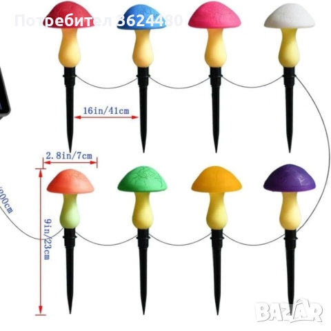 Светещи градински гъбки със соларно захранване 4477, снимка 4 - Други - 52567462