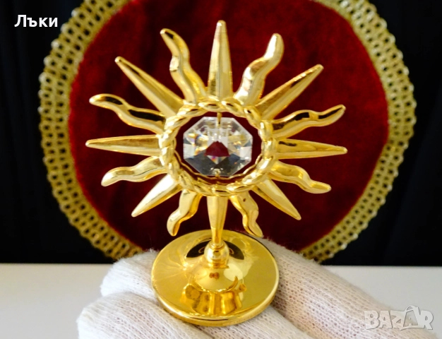 Позлатена фигура Слънце с кристал Bohemia на Crystocraft. , снимка 3 - Статуетки - 51826487