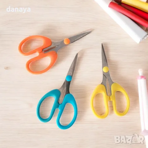 5263 Ученическа ножица с цветни дръжки, 12 см