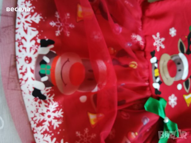Коледни роклички малки и големи номера червен цвят с еленче и дантела. Памучна материя, еластична. , снимка 4 - Детски рокли и поли - 38481570
