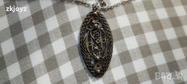 СТАРИННО СРЕБЪРНО КОЛИЕ ФИЛИГРАН 7.15 ГРАМА, снимка 2 - Колиета, медальони, синджири - 43899539