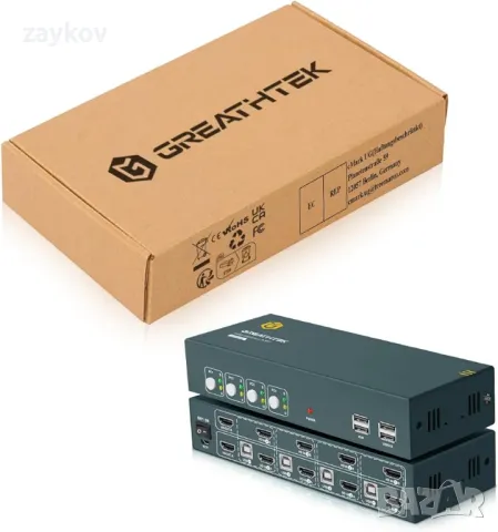 HDMI KVM превключвател 2 монитора 4 компютъра