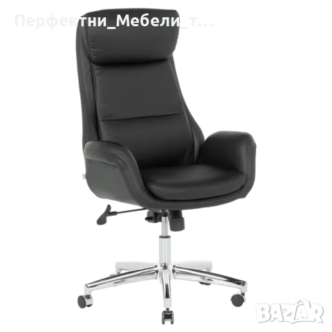 Менъджерски директорски офис стол и дивани за посетители в черна еко кожа, снимка 4 - Столове за офис - 47605243