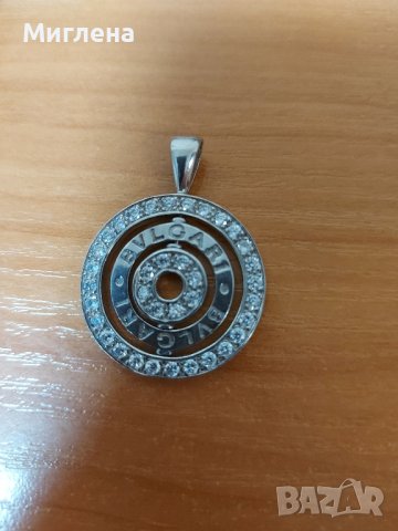 Сребърен/ родиран / медальон  BULGARI 925, снимка 1 - Колиета, медальони, синджири - 43714412