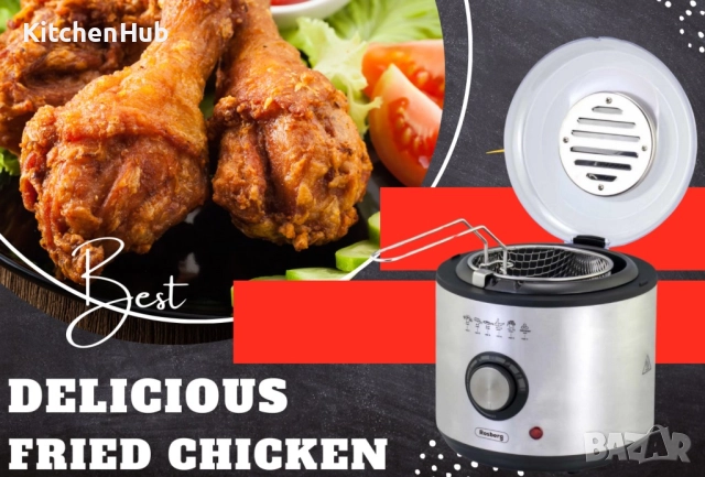 Фритюрник Rosberg, 950W, 1л., фиксиран съд, S/S, снимка 6 - Фритюрници - 52382223