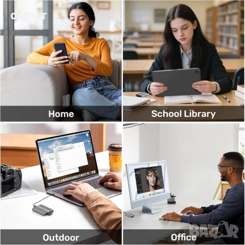 Alxum Aluminium CFexpress Type A & SD 4.0 Четец за карти с два слота, снимка 10 - Кабели и адаптери - 52414151