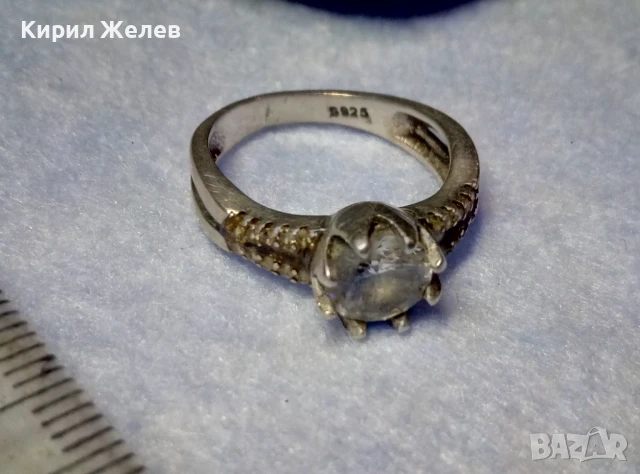 ЕМАЙЛИРАН СКЪПОЦЕНЕН СРЕБЪРЕН ПРЪСТЕН СРЕБРО S925 с ЮВЕЛИРНО ФАСЕТИРАН БЛЕСТЯЩ ЦИРКОН 47544, снимка 2 - Пръстени - 50489280