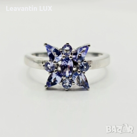 Сребърен пръстен с Танзанит , снимка 4 - Пръстени - 52955610