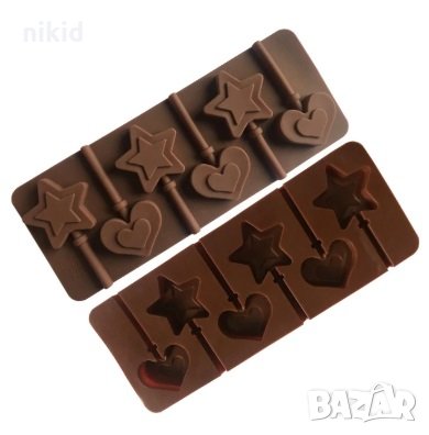 Сърце Звезда релеф силиконов молд форма за направа на близалки на клечка декор торта фондан шоколад, снимка 2 - Форми - 27497457