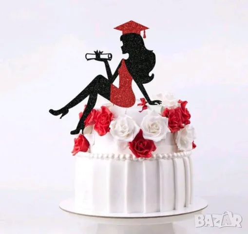 Право момиче златна сребърна рокля тога завършване бал Абитуриент брокатен топер украса декор парти, снимка 2 - Други - 50395935