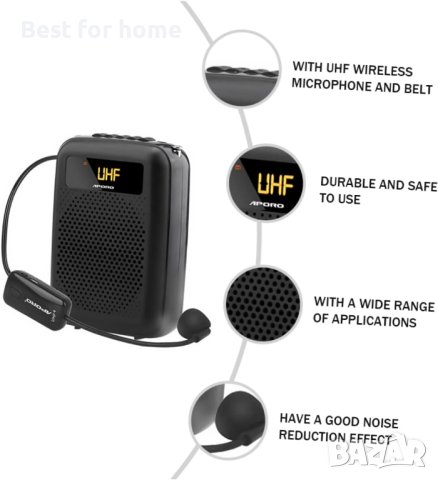 APORO T4 UHF Bluetooth  аудио предавател- приемник с усилвател, снимка 4 - Други - 43759565