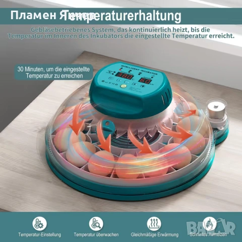 Автоматичен инкубатор за 16бр. яйца  , снимка 3 - За птици - 53329123