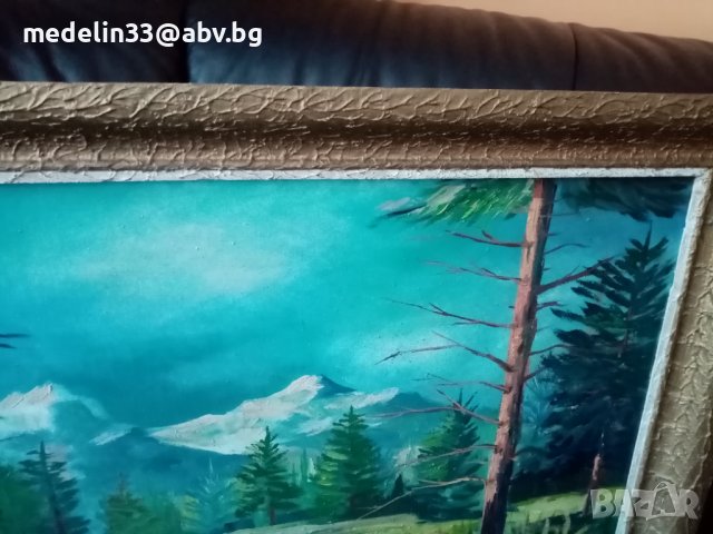 Стара голяма картина, масло, платно 95/65 см, снимка 3 - Антикварни и старинни предмети - 36787261