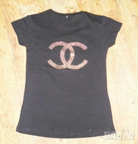 Черна блузка с камъни, снимка 3 - Тениски - 17491766