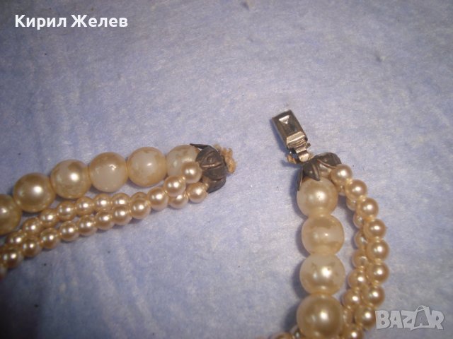 СТАРА ПЕРЛЕНА АР НУВО СТИЛ ТРОЙНА РЕТРО АРТ ГРИВНА 63161, снимка 3 - Антикварни и старинни предмети - 37052324