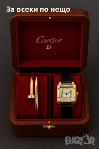 Cartier Дамски Подаръчен Комплект Часовник И Гривна Картие-Различни Цветове Код SK703, снимка 2 - Подаръци за жени - 53128796