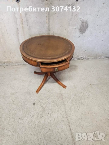 Масичка с чекмедже и кожа, снимка 4 - Маси - 51389891