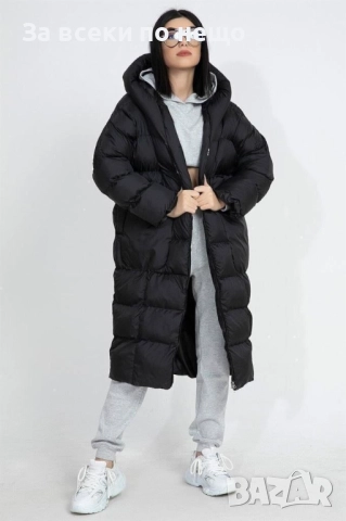 Дамско Дълго Черно Зимно Яке Със Силиконов Пълнеж И Качулка Код S9