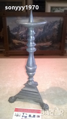 красив и стилен сив свещник-внос холандия-32х15см