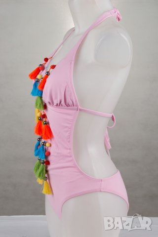 Бански тип трикини в розово с пискюли She - 38A, снимка 3 - Бански костюми - 43128171
