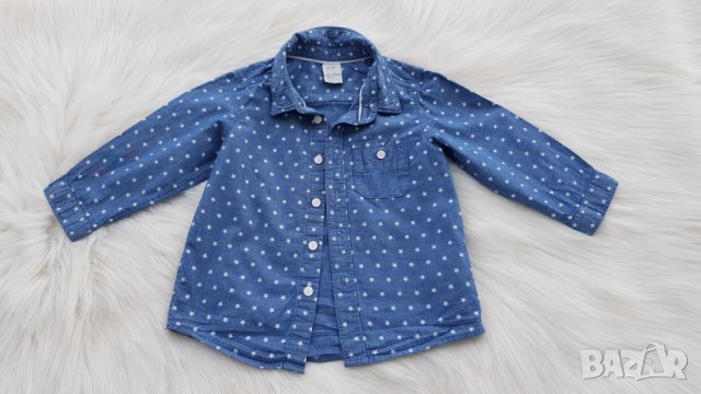 Дънкова риза H&M 9-12месеца, снимка 5 - Бебешки блузки - 32785983