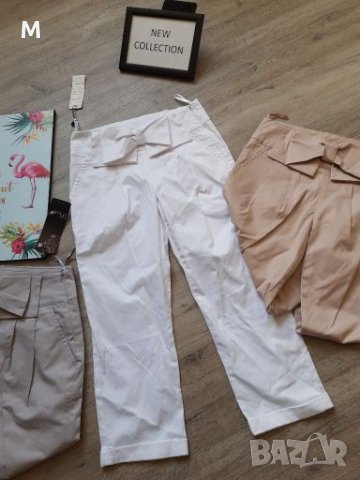 Нов уникален панталон с панделка в бял сив и розов  цвят на намаление, снимка 3 - Панталони - 28261957