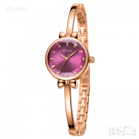 Дамски часовник, розово злато, с панделки, снимка 1