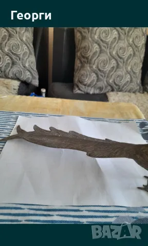 Голяма бронзова птица, снимка 7 - Антикварни и старинни предмети - 50109857