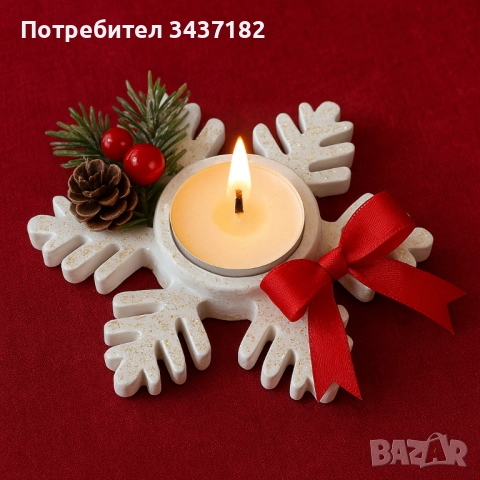 Коледен свещник Снежинка , снимка 3 - Декорация за дома - 52624087