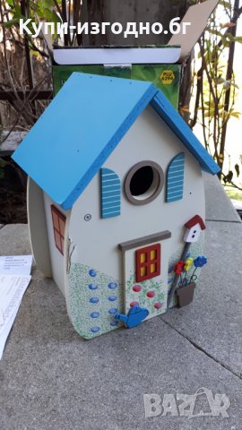 Декоративна къща за птици - Living Garden , син и бял цвят, снимка 1 - Декорация за дома - 32830135