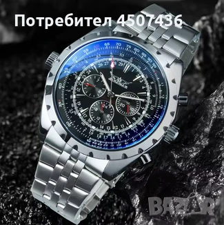  Jaragar Pilot Design автоматичен часовник с 3 подциферблата, дата, въртящ се безел , снимка 9 - Мъжки - 51224401