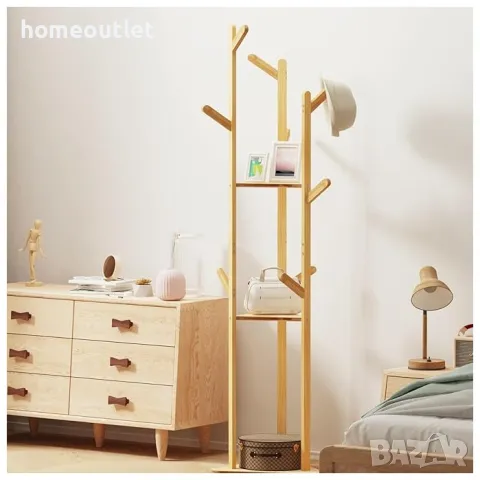 ПРОМОЦИЯ Модерна бамбукова закачалка с компактен размер UNHO XJJ43-G3, снимка 2 - Закачалки - 49115563