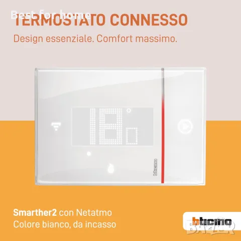 WIFI ТЕРМОСТАТ Smarther2 с Netatmo- BTicino SXM8002, снимка 4 - Отоплителни печки - 48460941
