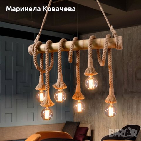 Бамбукова електрическа висяща лампа, креативна декорация